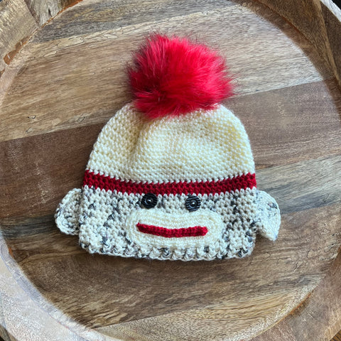 Crochet Sock Monkey Beanie - Child