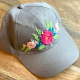 Embroidered Rosette Baseball Cap - Gray