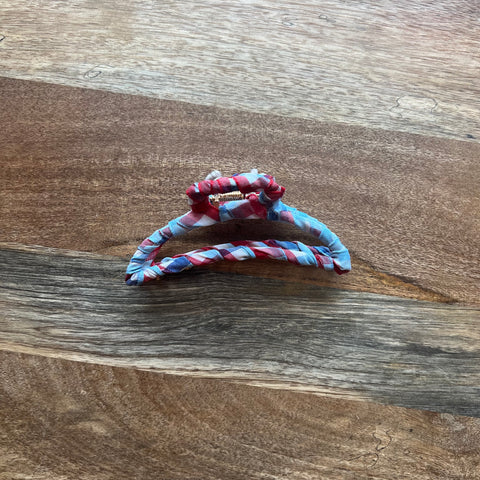 Upcycled Fabric Wrapped Crescent Hair Claw/Clip - Red White & Blue