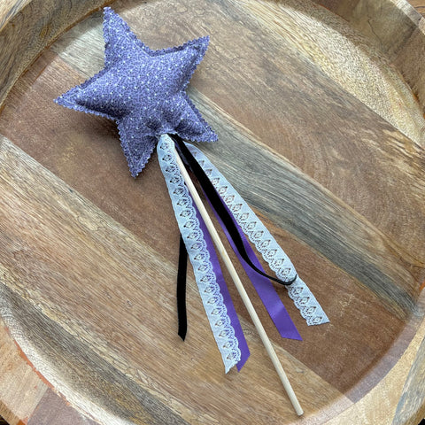 Ribbon Star Wand - Purple + Black