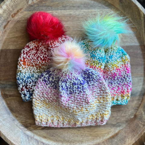 Crochet Sparkle Rainbow Beanie - Toddler/Child