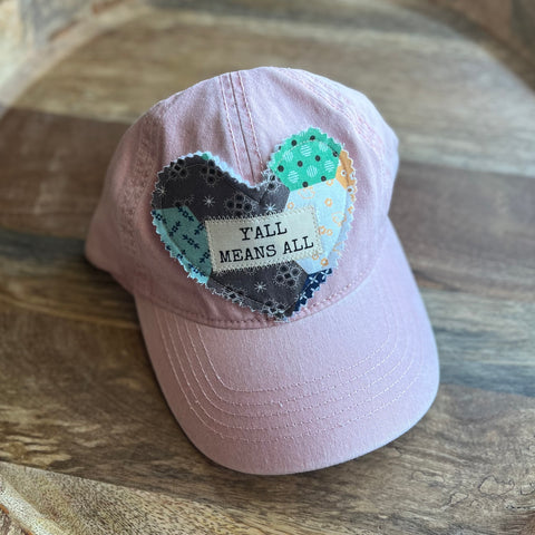 “Y’all Means All” Heart Patch Baseball Cap - Pink