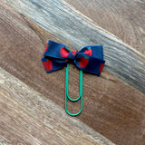 Classic Bow Bookmark - Navy Apples