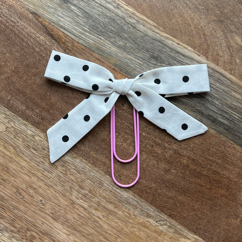 Classic Bow Bookmark - White + Black Dots