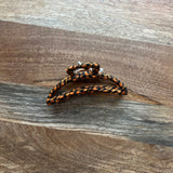 Upcycled Fabric Wrapped Crescent Hair Claw/Clip - Orange & Black