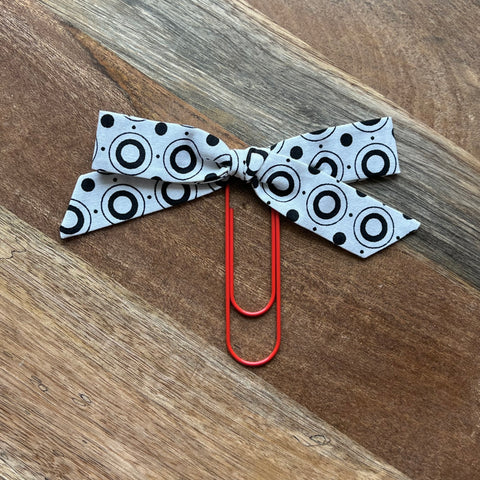 Classic Bow Bookmark - Mod White + Black Circle Dot