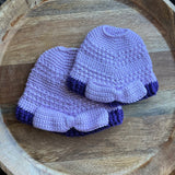 Crochet Purple Bow Ponytail Beanie - Toddler/Child