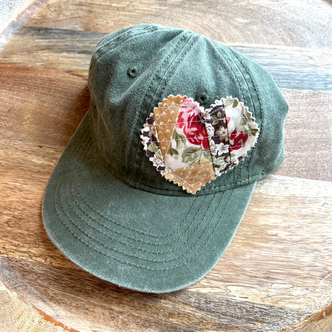 Heart Quilt Patch Baseball Cap - Sage Green | Floral