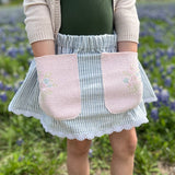 KIDS Blue & White Stripe Gathered Skirt w/ Vintage Pockets