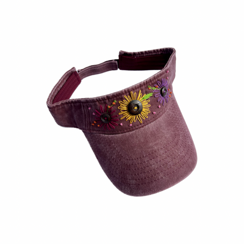 Weathered Maroon Sunflower Visor