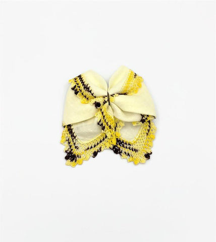 Tatted Yellow and Brown - Vintage Hair Bow