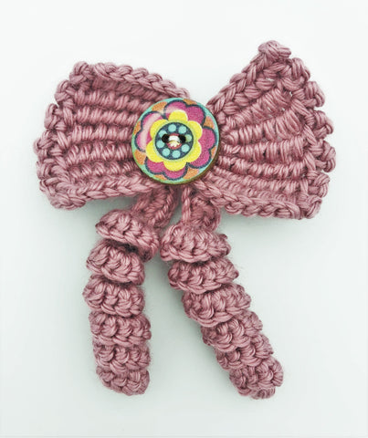 Mauve Big Button - Crochet Hair Bow