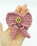 Mauve Big Button - Crochet Hair Bow