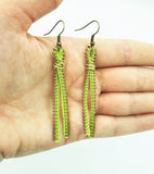 Green Zipper Earrings