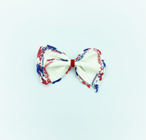 Red White+Blue Tatted - Vintage Hair Bow