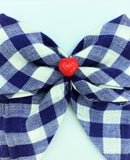 Blue Gingham Strawberry Farm - Vintage Hair Bow