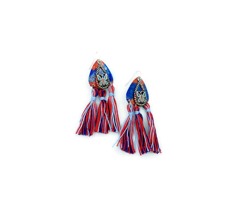 Butterfly Pick Earrings - Blue Red