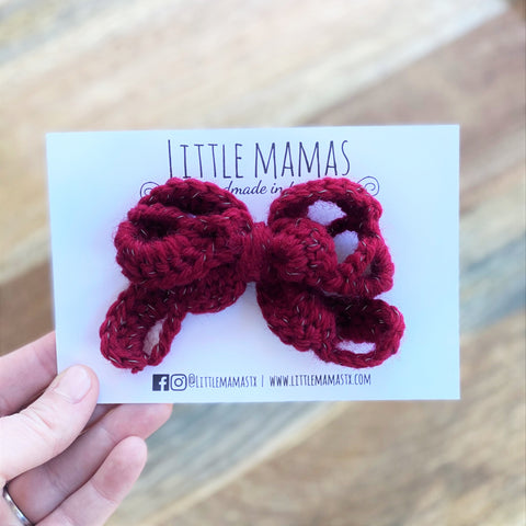 Crochet Julie Big Bow - Speckled Maroon